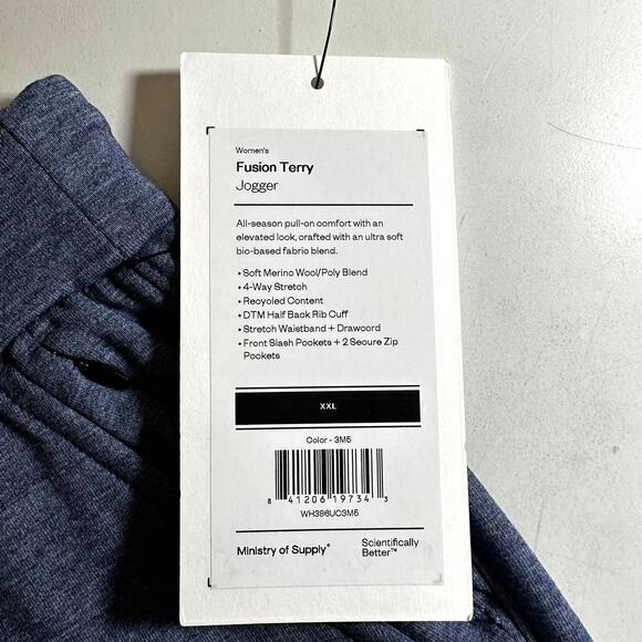 NWT Ministry of Supply Women's Fusion Terry Jogger Pants Indigo Heather Size XXL - Picture 10 of 10